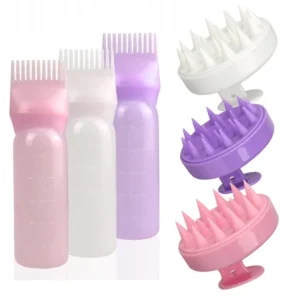 2pcs Hair Dye Refillable Bottle Applicator Comb Hair Massager Brush Air Cushion Comb Set Hair Coloring Hairdressing Styling Tool 1
