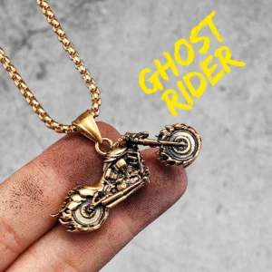 Motorcycle Rider Biker Long Men Necklace Pendant Chain Punk for Boyfriend Male Stainless Steel Jewelry Creativity Gift Wholesale 7