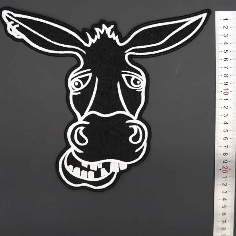 Large Cartoon Animal Donkey Head Embroidery Patches Clothes Stickers Apparel Accessories Badge 2